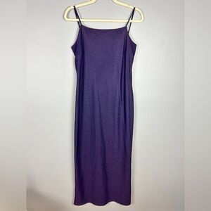 VINTAGE Y2K 90s Maxi Dress Purple Sparkle Sm/Med Prom Dance Event Strappy Slit